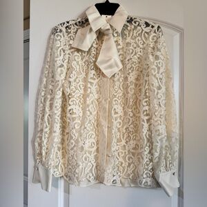 Tory Burch Lace Blouse with Bow Tie. Perfect for the holidays, so pretty!